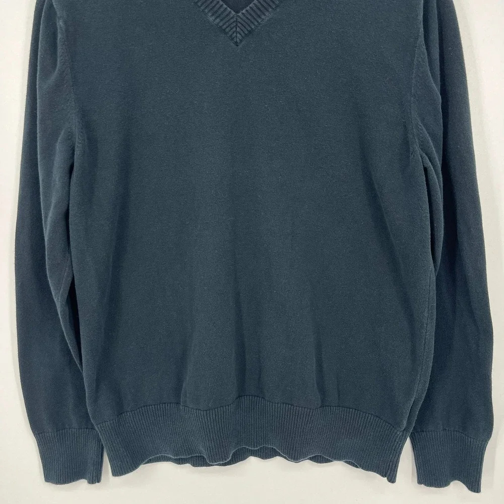 Banana Republic Mens V-Neck Sweater Navy Blue 100% Cotton Size M Retro 2012